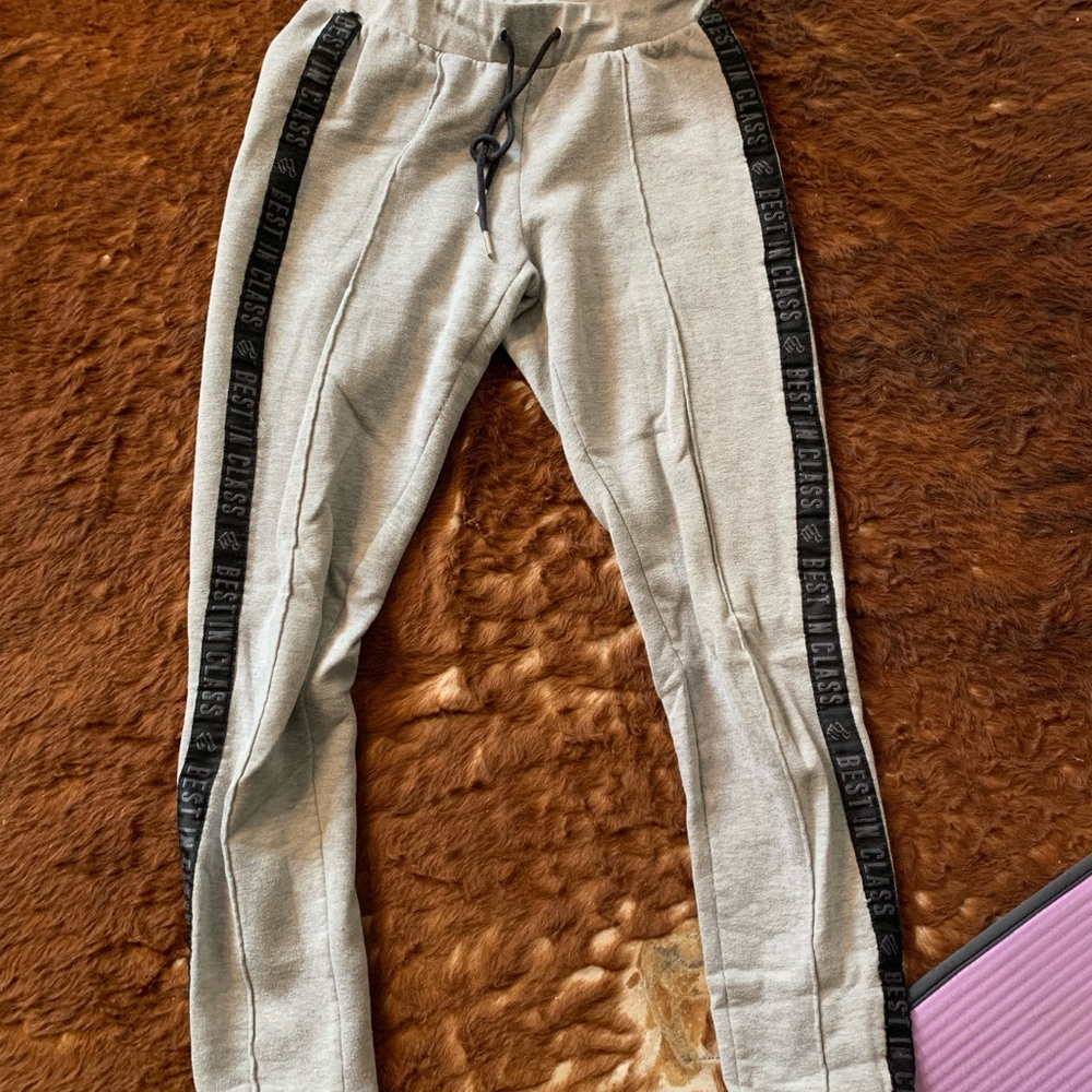 Rocawear Light Gray Kids Joggers with Black Side Stripes